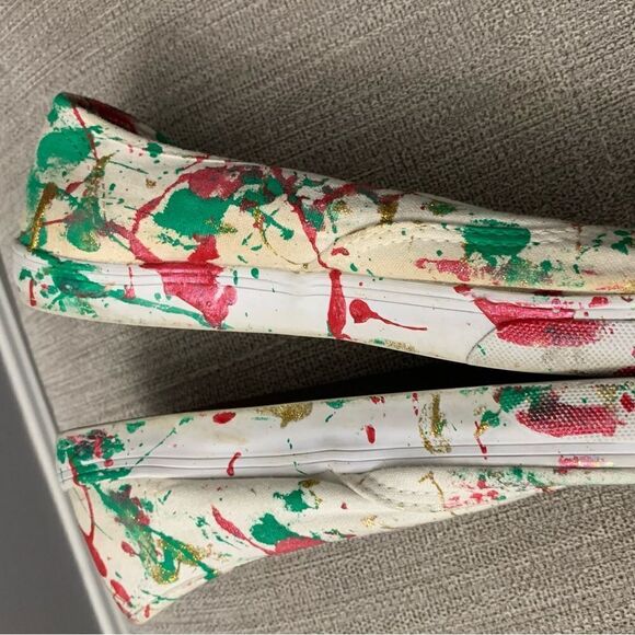 Christmas Vans Classics Sneakers Paint Splatter Christmas DIY Red Green Size 8 - Picture 8 of 13